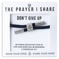 DON'T GIVE UP  Bracelet, Christian Cord Bracelet